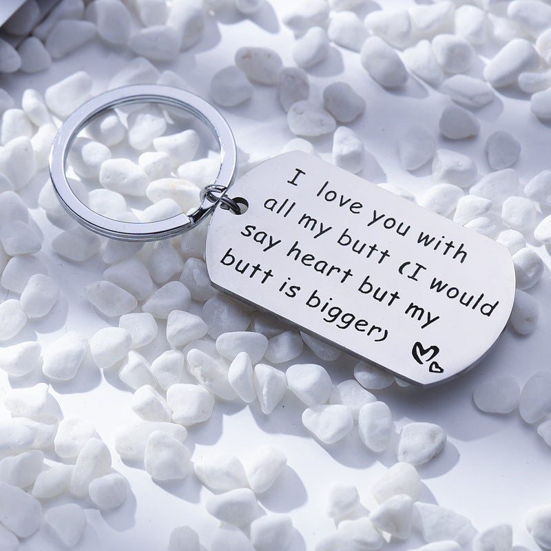 "I Love You With All My Butt" Couple Keychain